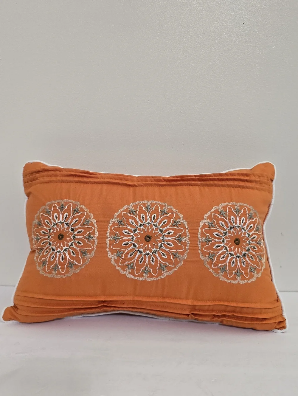 MADISON PARK Decorative Bed Pillow Orange Embroidered Rectangular 12 x‎ 18